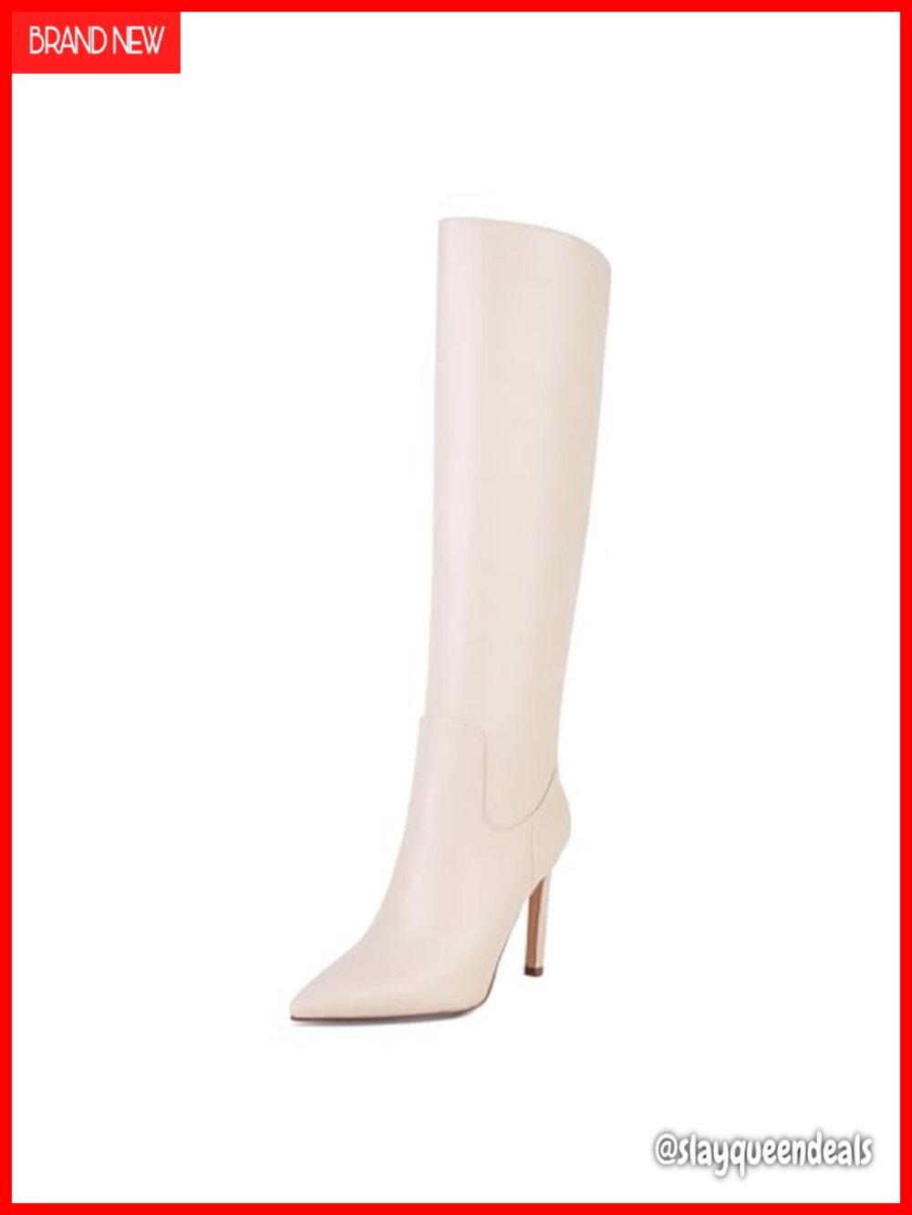 Women's Knee High Stiletto Heel Boots Pointed Toe Faux Leather Zipper